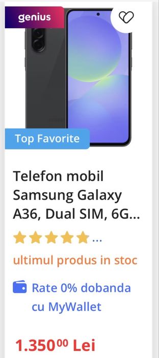 Samsung A36 128Gb 5G Sigilat Garantie