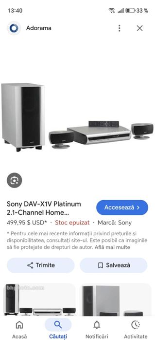 Sistem audio Sony magazie 5 cd uri dav-x1v platinum