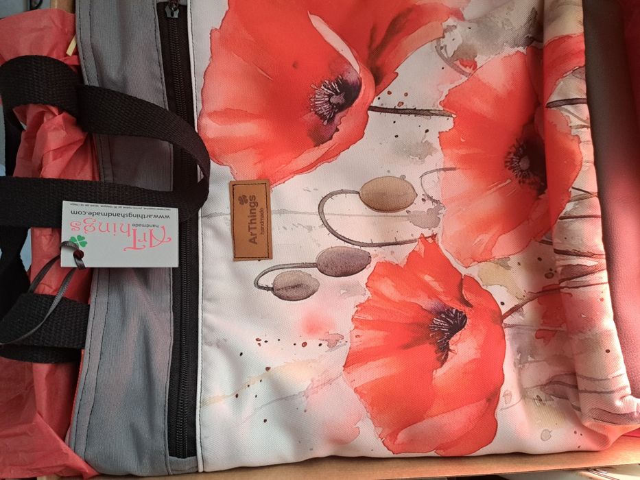 Art чанта с макове - ГОЛЯМА!!