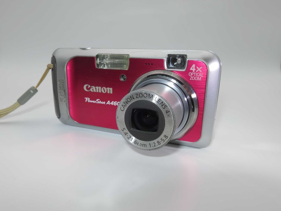 Canon A460 розова дигитална камера, компактен цифров фотоапарат, комплект с карта памет, работи отлично