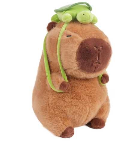 Плюшена играчка Капибара с раничка Костенурка, 30см