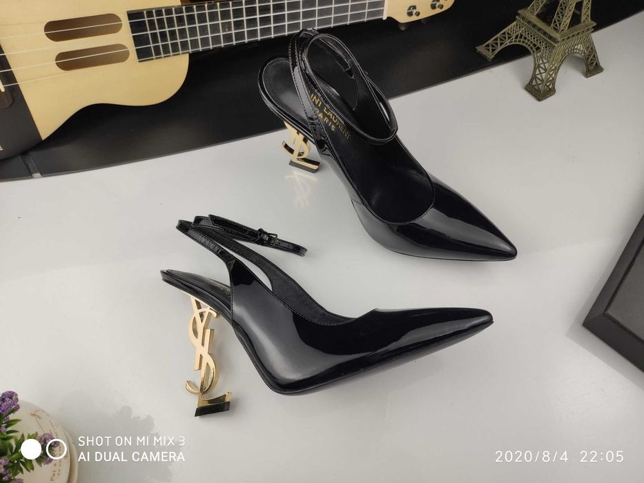 YSL Femei Negru tocuri înalte, sandali