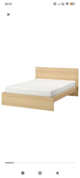 Cadru Ikea  Malm 160/200, cadru pat înalt furnir stejar alb