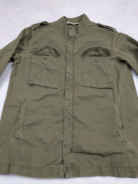 Jachetă Zara Stil Militar Verde Kaki cu Buzunare și Capse - Mărimea S