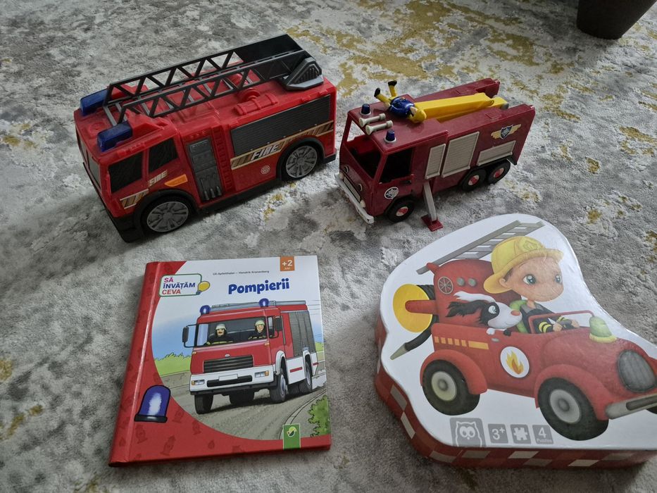 Lot set joc pompieri mașina carte puzzle