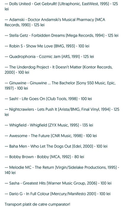 Pachet 14 Eurodance- Dolls United/Sash!/Dario G/Melodie MC/Stella Getz