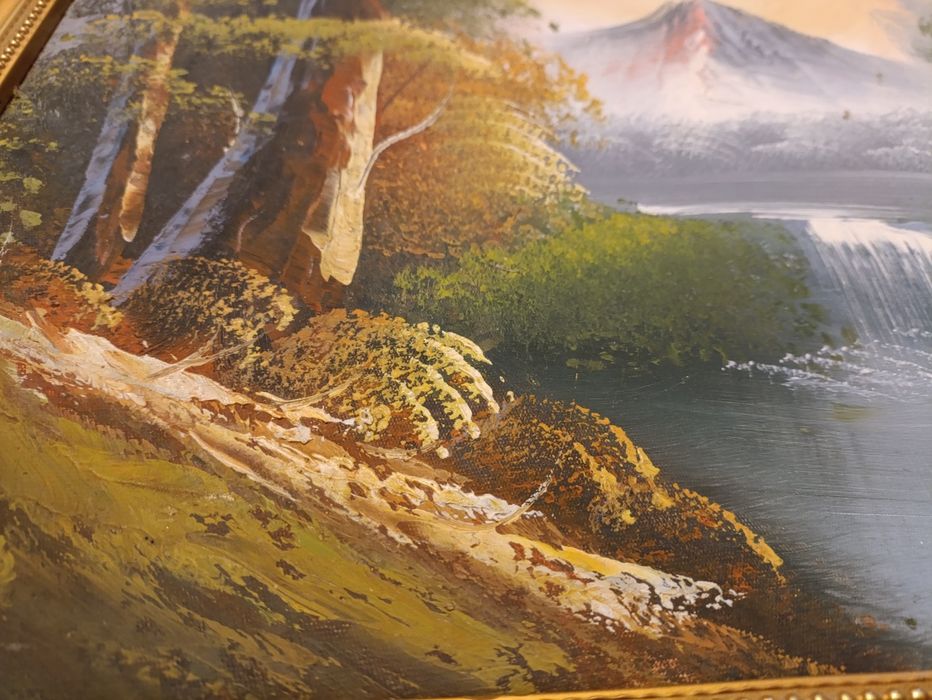 Tablou Pictat "Cascada Ascendentă în Lumină Aurie" Anul 1998