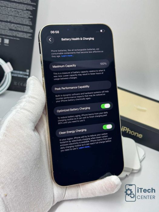 iPhone 13 Pro MAX 128GB Gold, 100% батерия, НЕРАЗЛИЧИМ ОТ НОВ, 1г. ГАРАНЦИЯ!