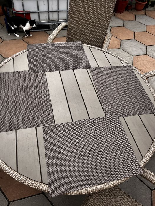 Set mobilier grădină/terasă – Masă rotundă + 4 scaune ratan sintetic
