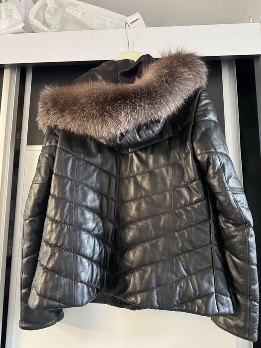 geaca de piele cu blana naturala