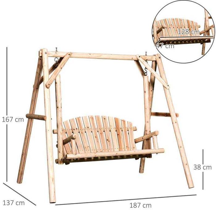 Outsunny Външна градинска люлка за 2 души