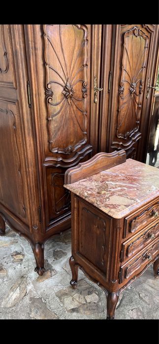 Dormitor complect Baroc Piamontez lemn masiv sculptat Nuc