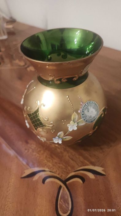 Vaza decorativa cristal Boemia si set 6 pahare decorative