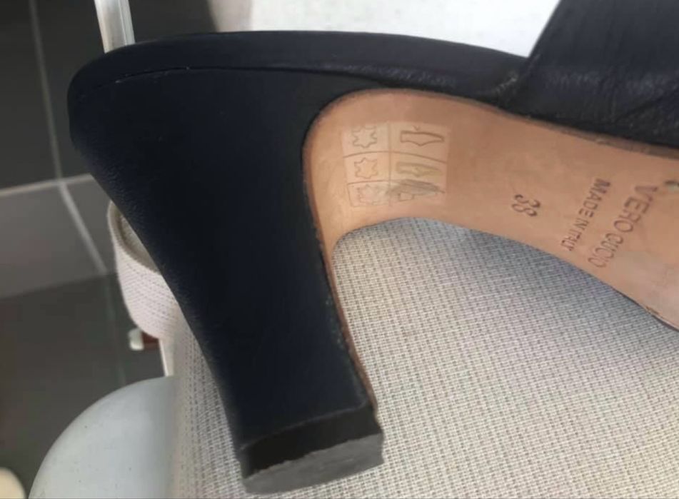 Papuci cu toc piele 38