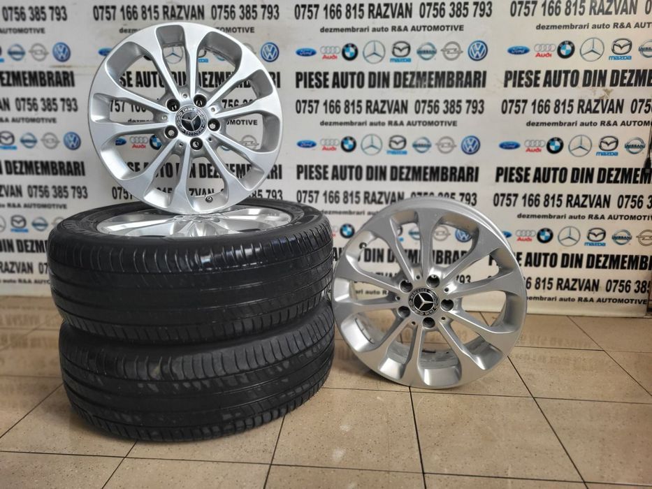Set Jante Aluminiu R17 Mercedes C E Class A B Class Gla Cla Etc. 5x112 Cu Doua Anvelope Michelin Dot 2618 215/60R17