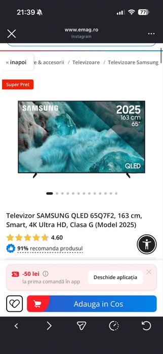 TV SAMSUNG folosit o luna!