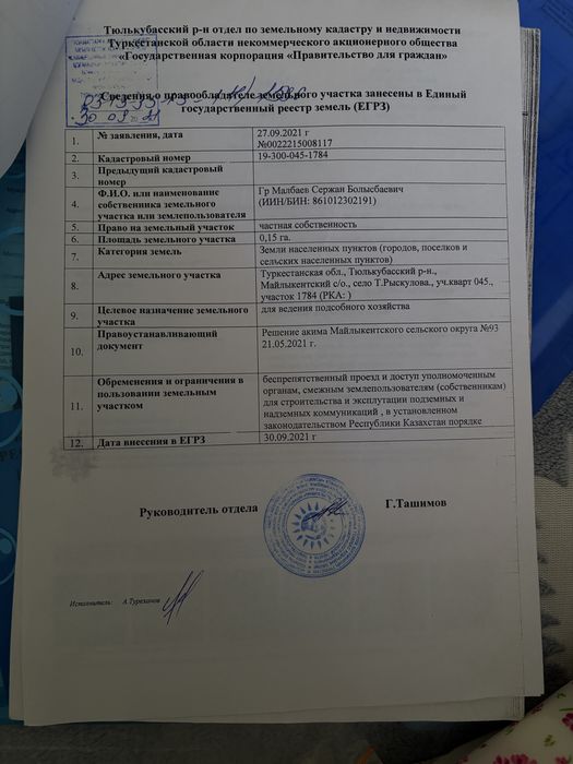 Срочно жер сатылады