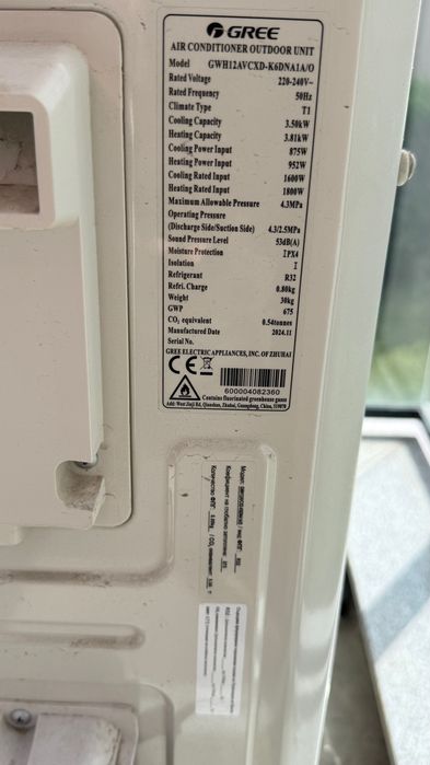 Климатик GREE Airy 12 модел 2024г.