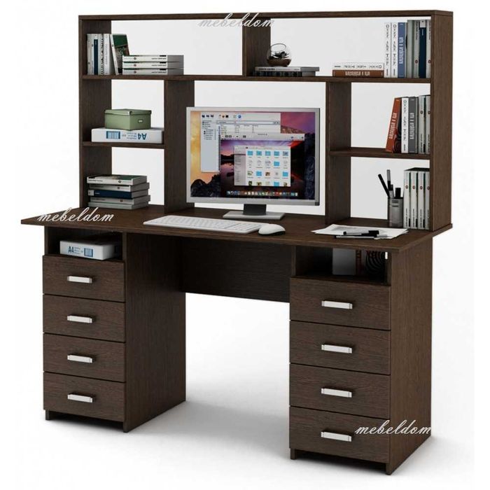 Бюро 143см. с надстройка и 8 чекмеджета(код-1131)