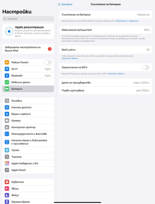 Таблет iPad Pro 13” (M4) - 2TB, WiFi + Cell, калъф - перфектен