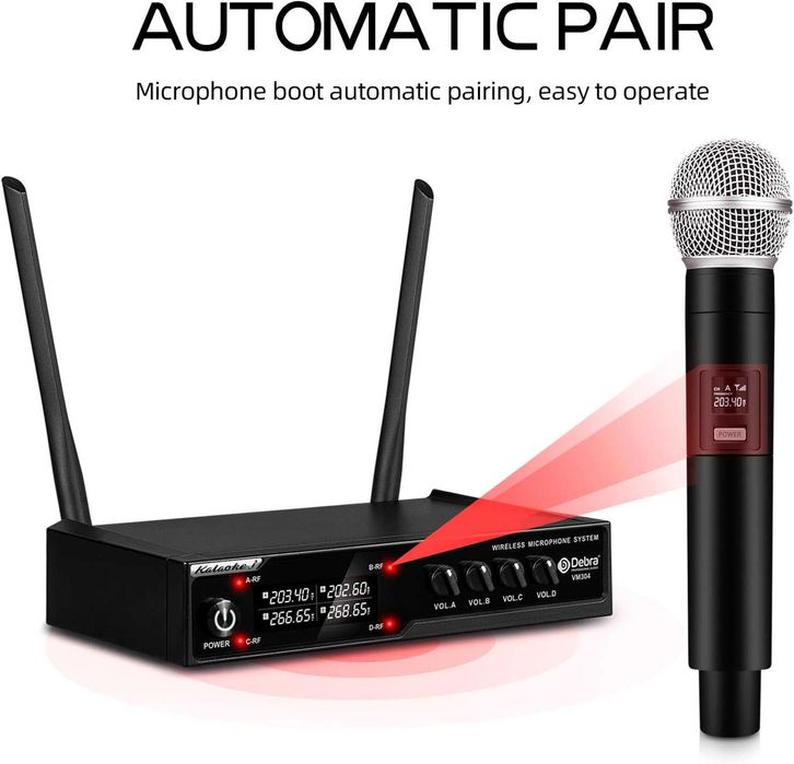 Система с 4 / четири микрофона Debra Audio VM304 VHF, XLR интерфейс...