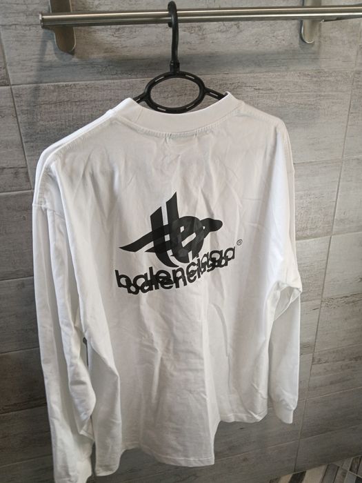 Balenciaga бяла тениска с дълъг ръкав