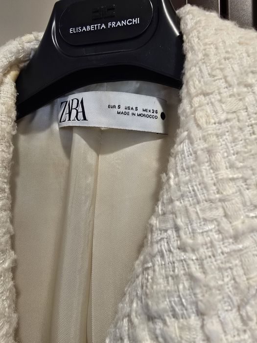 Zara White Tweed Jacket