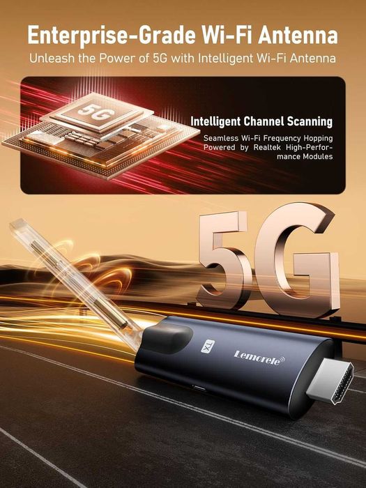 Безжичен HDMI предавател и приемник Lemorele, TuTuPlay, 5G,200 м,1080P