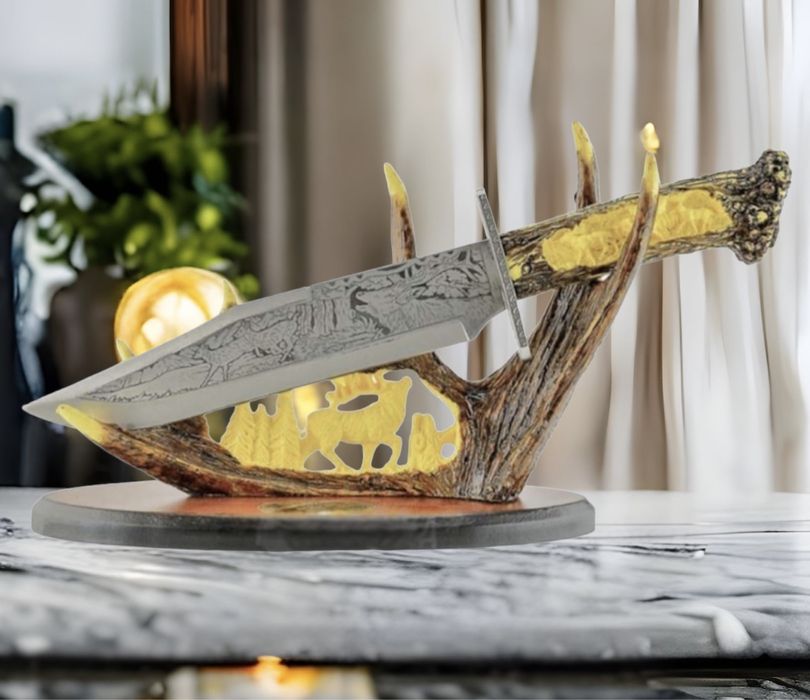 ловен нож колекционерски нож сувенир подарък трофейна поставка 38,5см