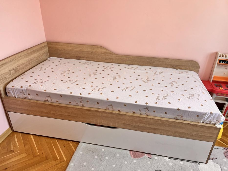 Легло сандвич за матрак 90/200 дъб сонома + бял гланц