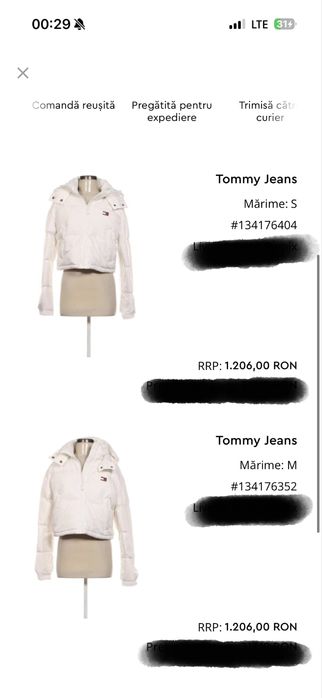 Geaca de dama Puffer Tommy Hilfiger Tommy jeans noua cu factura