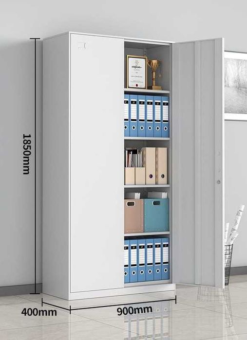 Zanglamaydigan po‘latdan kitob javoni — kuchli metall tokchalar bilan