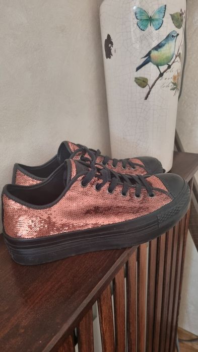 Teniși Converse AllStar - platform, glitter