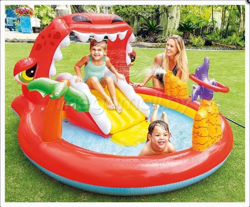 Бассейн надувной Динозавр-196х170х107 см. 150 литр Доставка бесплатно