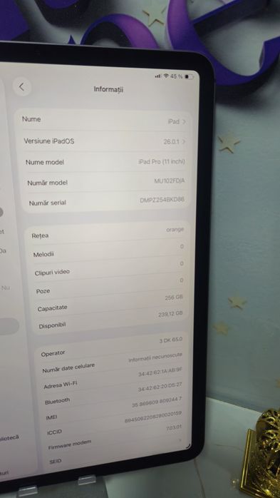 iPad PRO 11 inch Cu Sim 256GB .Preṭ fix!