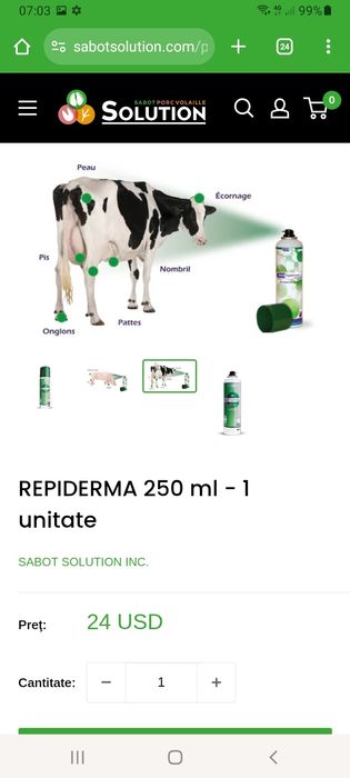 Spray cicatrizant animale