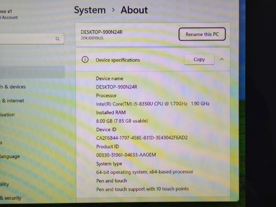 Tableta Windows 11 - Lenovo Thinkpad X1 gen3 Tablet - i5 gen8 - defect