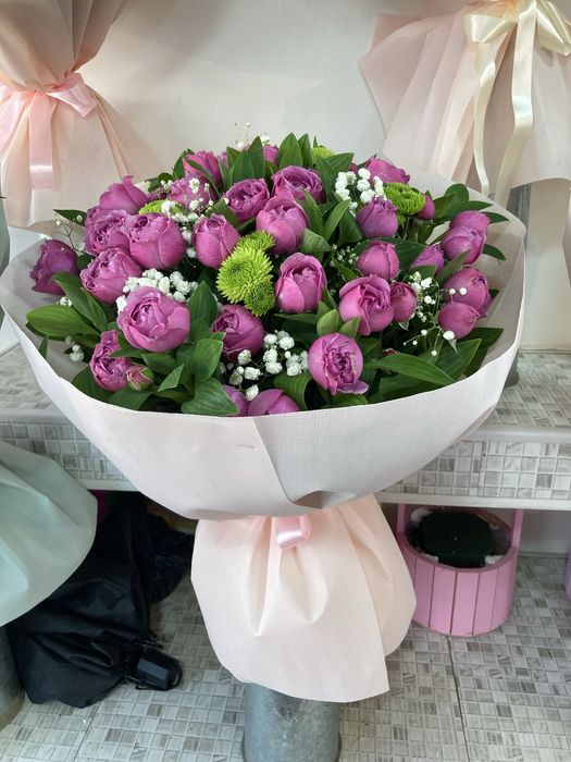 bables pion roza atirgul buket gullar