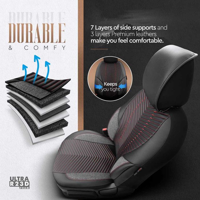 Комплект Луксозна Тапицерия OTOM Advanced – Еко кожа, Черно/Червено.