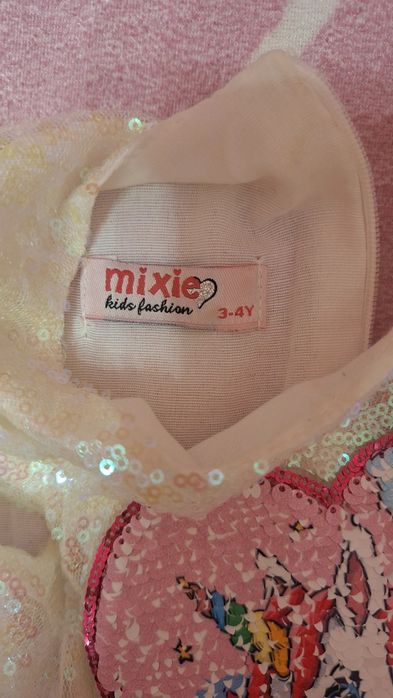 Детска рокля с Еднорог с многоцветен тюл и панделка