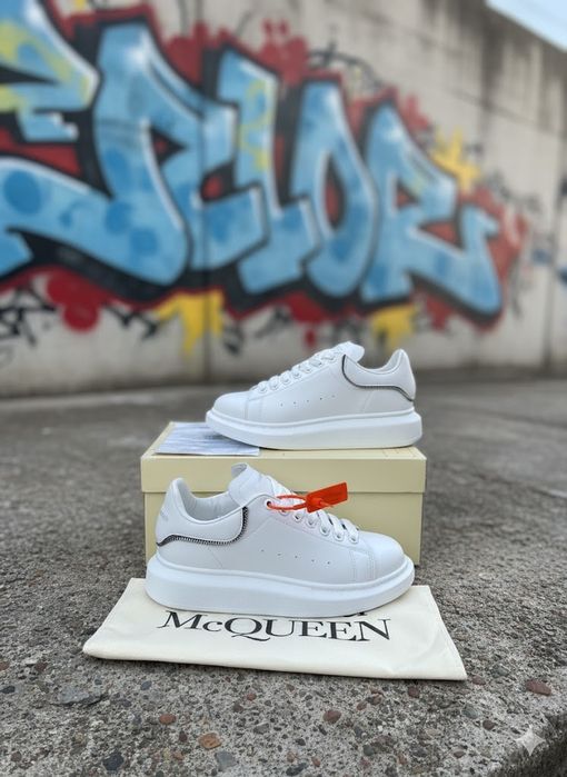 Alexander Mc Q u e e n Zip Alb Piele naturala