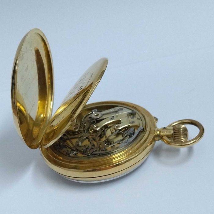 LONGINES джобен часовник, златен 18к, хронограф, перфектен,много рядък