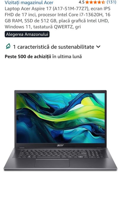 Acer Aspire 17 A17-51M-77Z7, i7 13620H, 16 DDR5, 512 SSD, SIGILAT