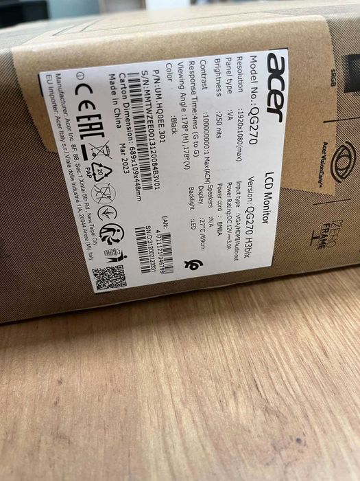 ПРОМО 27" Acer Nitro Геймърски монитор QG270H3bix 100Hz, AMD FreeSync