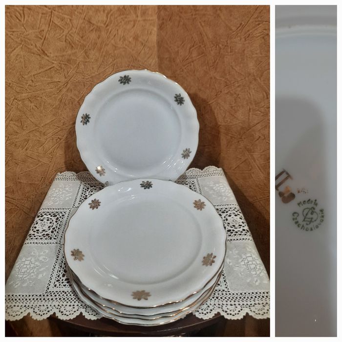 Красивые фарфоровые тарелки для 2х блюд (d-20см), Чехословакия. Безупр