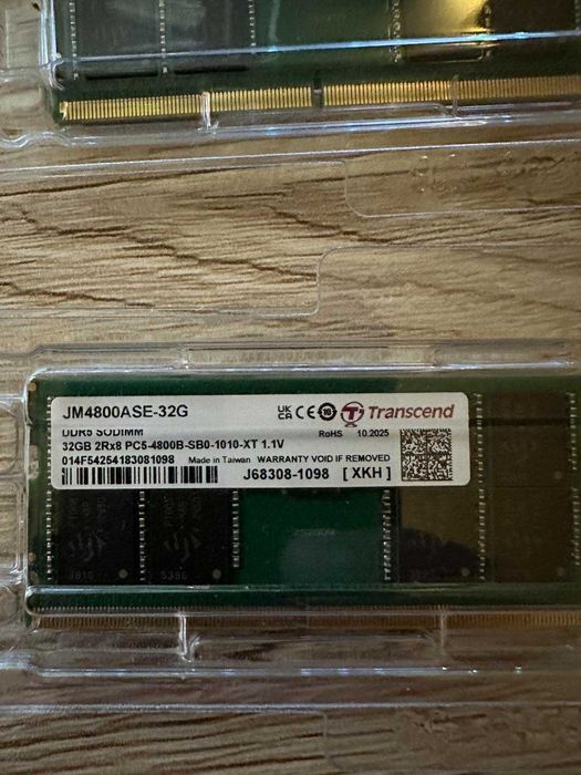 64GB RAM DDR5 4800MHz (2x32GB) Transcend SO-DIMM за лаптоп, като нова, комплект