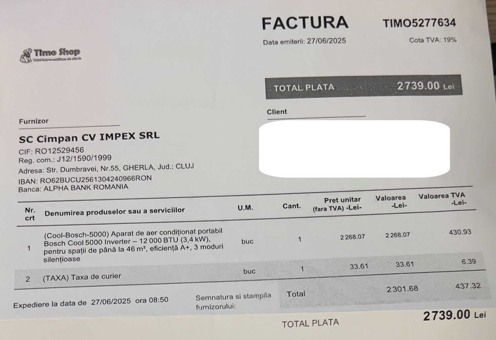 Aparat aer condiționat portabil Bosch Cool 5000 Inverter,12 000 BTU,A+