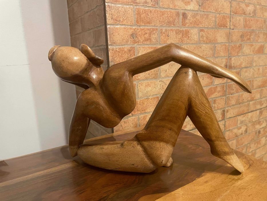 Sculptura abstracta din lemn masiv, piesa decorativa design minimalist