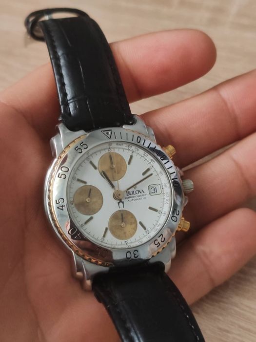 Ceas Bulova Chronograph Automatic Valjoux 7750 Swiss Made Sapphire - Ref. G6028 - Anii '90 - Revizie Recenta + Cutie Originala