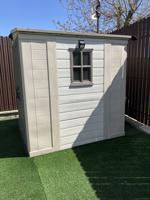 Casuță de grădină Keter Factor 6x6 cu podea plastic 178x195,5 bej